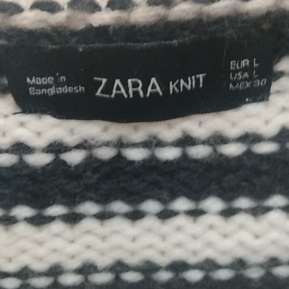Zara black & white stripe sweater size large - Picture 2 of 5